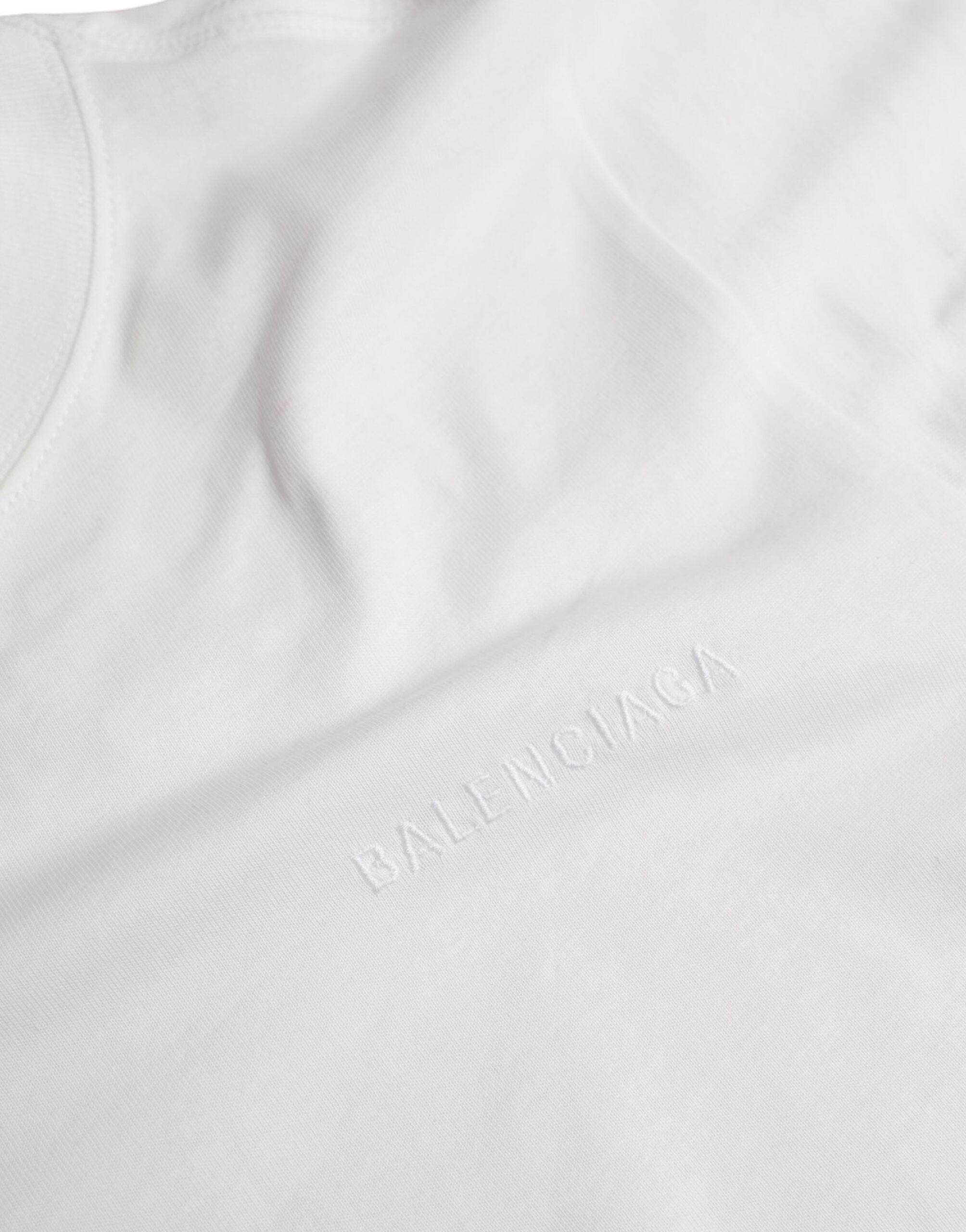 Balenciaga White Cotton Crew Neck Short Sleeves T-shirt - Hilstor