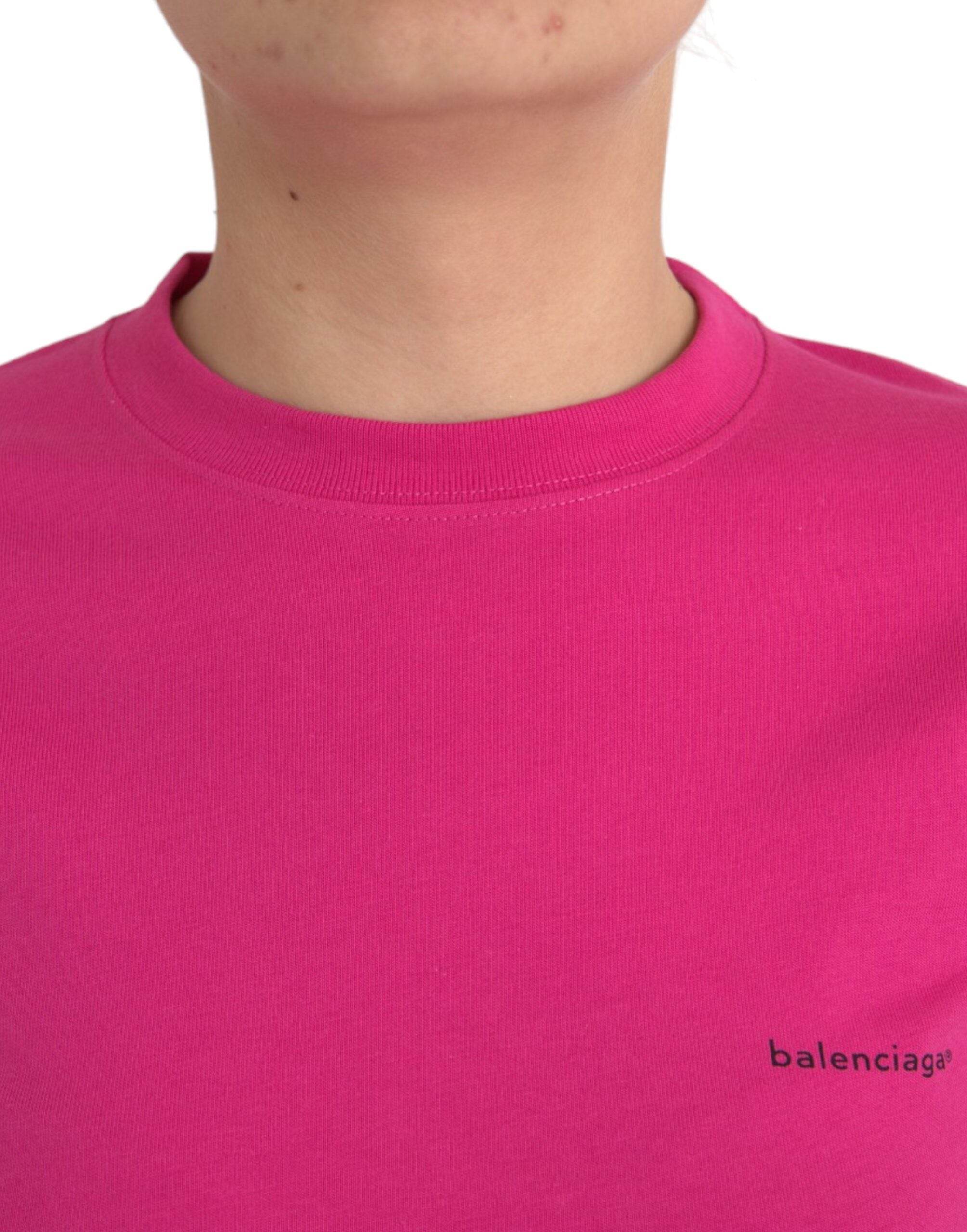 Balenciaga Pink Cotton Crew Neck Short Sleeves Tee T-shirt - Hilstor