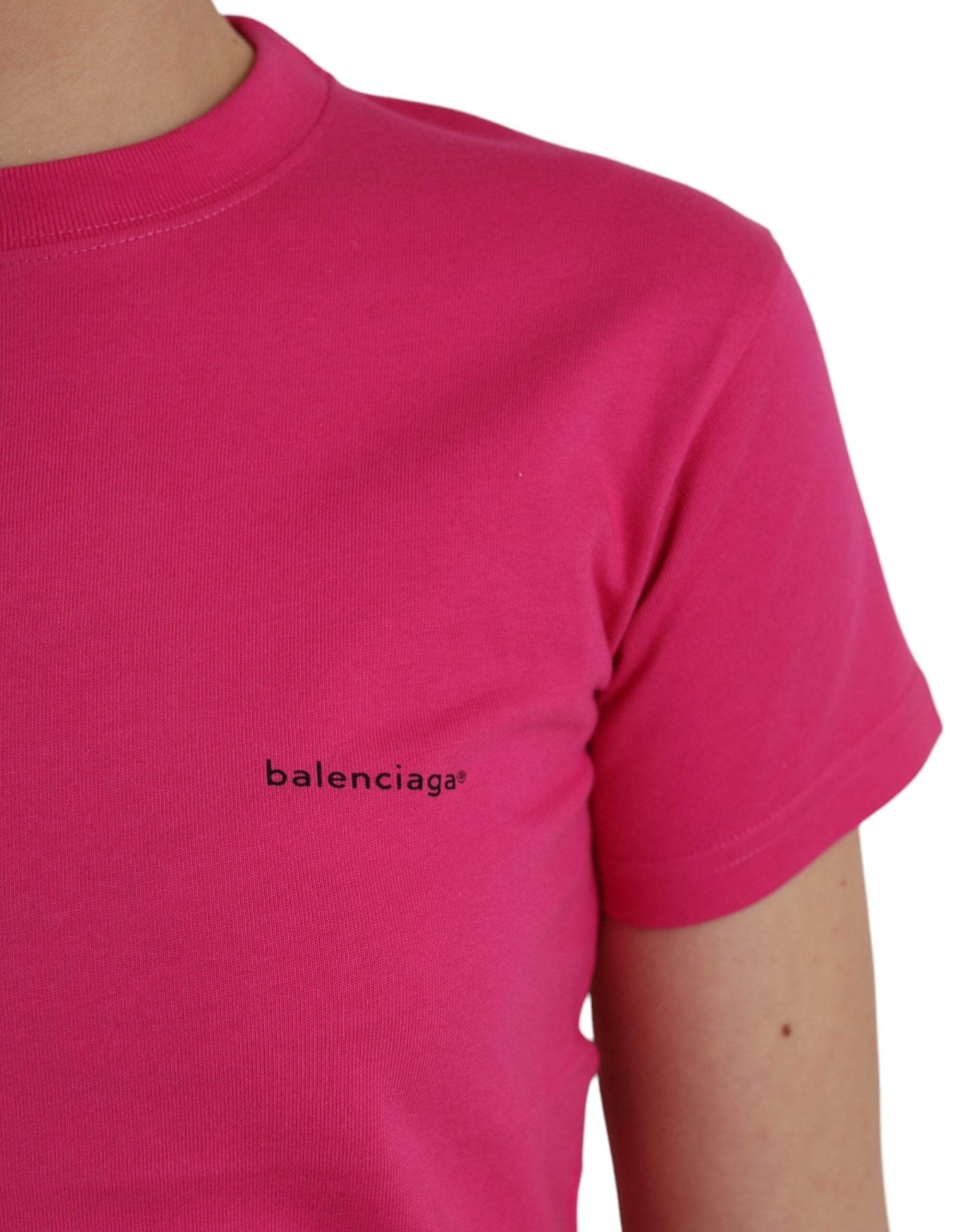Balenciaga Pink Cotton Crew Neck Short Sleeves Tee T-shirt - Hilstor