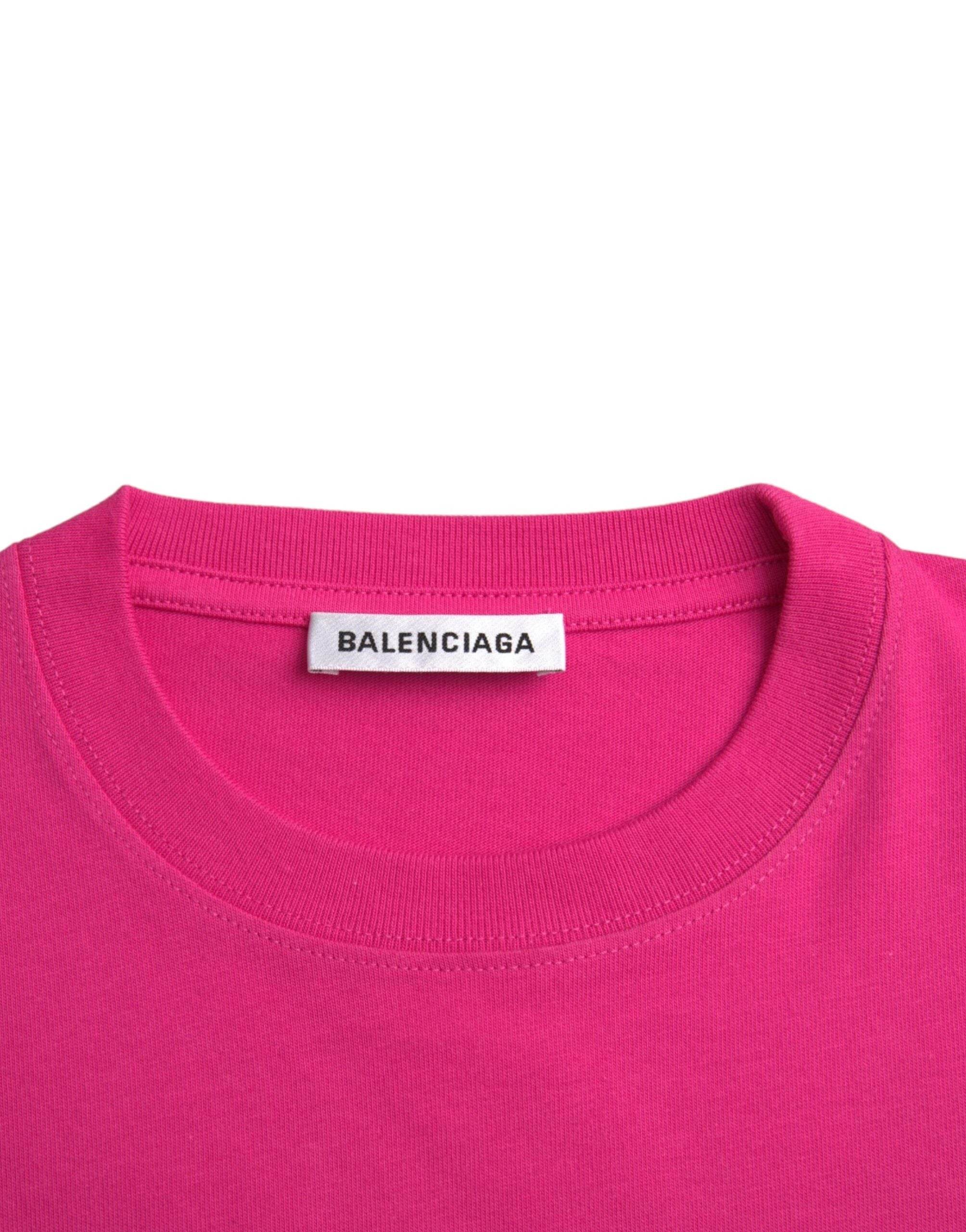 Balenciaga Pink Cotton Crew Neck Short Sleeves Tee T-shirt - Hilstor