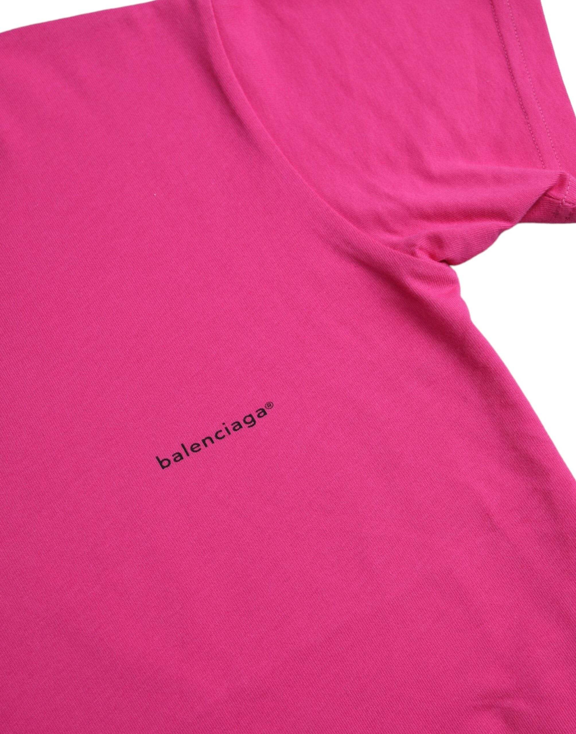 Balenciaga Pink Cotton Crew Neck Short Sleeves Tee T-shirt - Hilstor