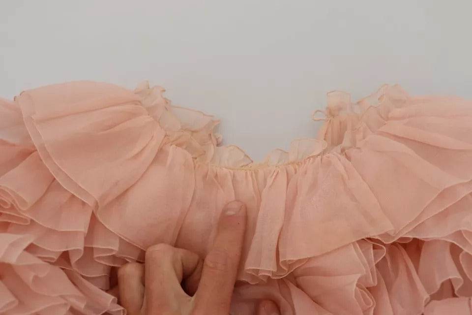 Dolce & Gabbana Pink Ruffles Long Sleeves Pullover Sweater - Hilstor