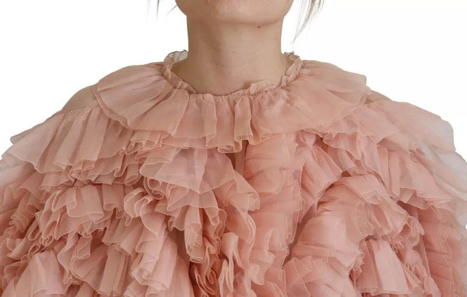 Dolce & Gabbana Pink Ruffles Long Sleeves Pullover Sweater - Hilstor