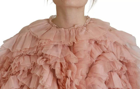 Dolce & Gabbana Pink Ruffles Long Sleeves Pullover Sweater - Hilstor