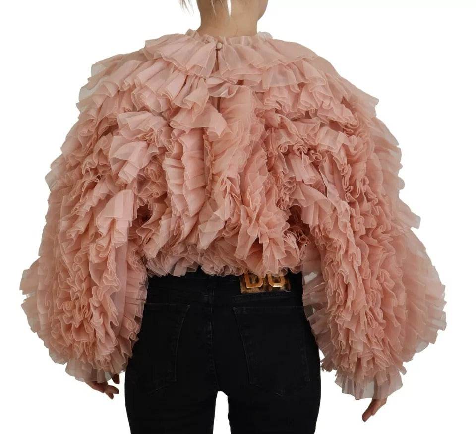 Dolce & Gabbana Pink Ruffles Long Sleeves Pullover Sweater - Hilstor