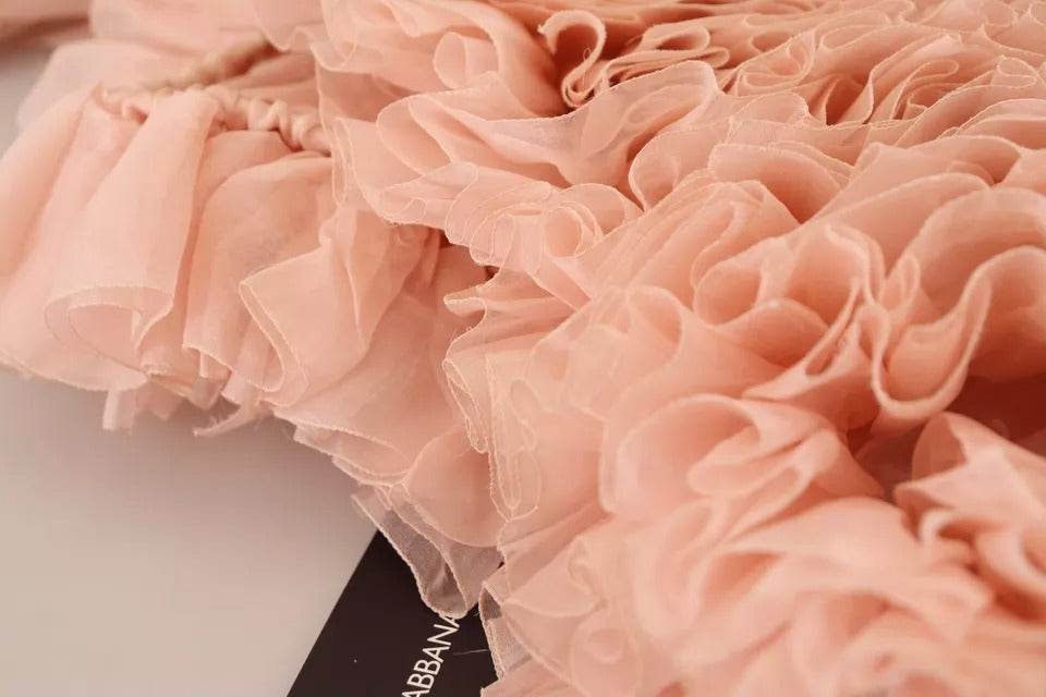 Dolce & Gabbana Pink Ruffles Long Sleeves Pullover Sweater - Hilstor