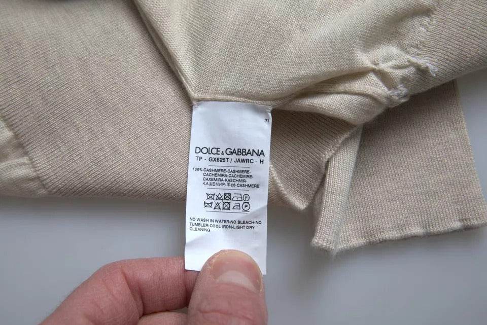 Dolce & Gabbana Pullover Beige Cashmere Turtleneck Sweater - Hilstor