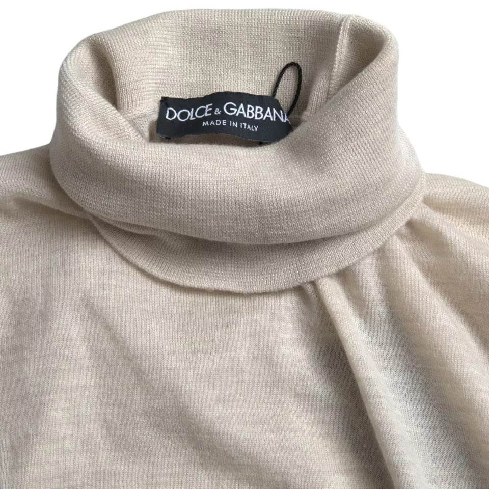 Dolce & Gabbana Pullover Beige Cashmere Turtleneck Sweater - Hilstor
