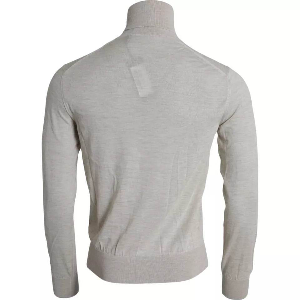Dolce & Gabbana Pullover Beige Cashmere Turtleneck Sweater - Hilstor