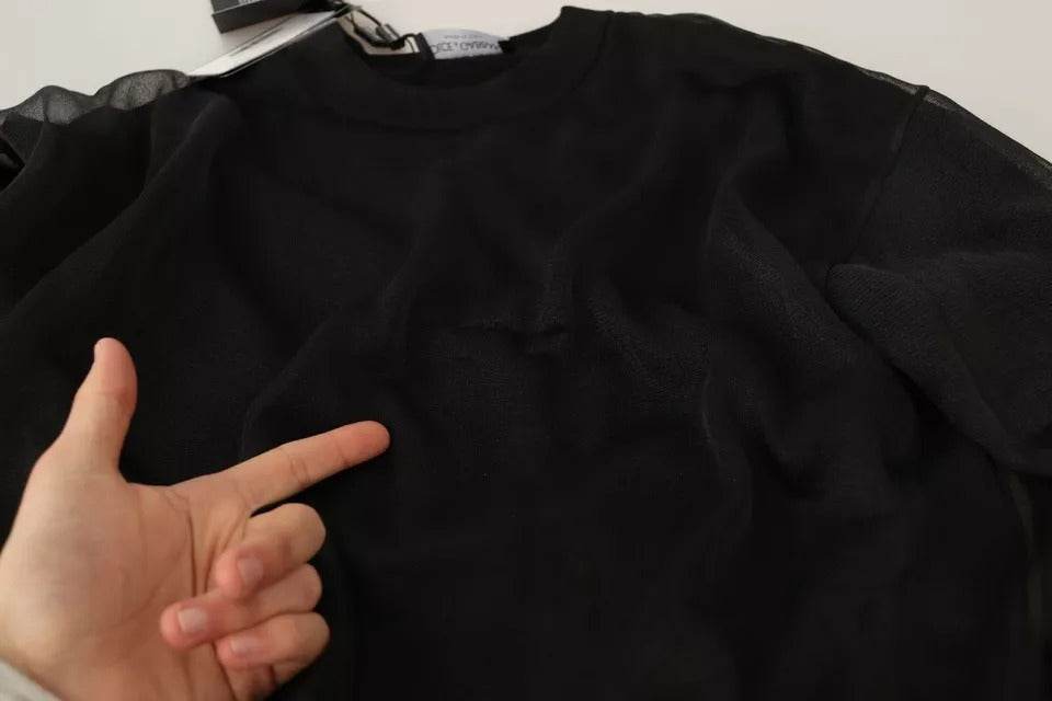 Dolce & Gabbana Black Logo Crewneck Long Sleeve Pullover Sweater - Hilstor