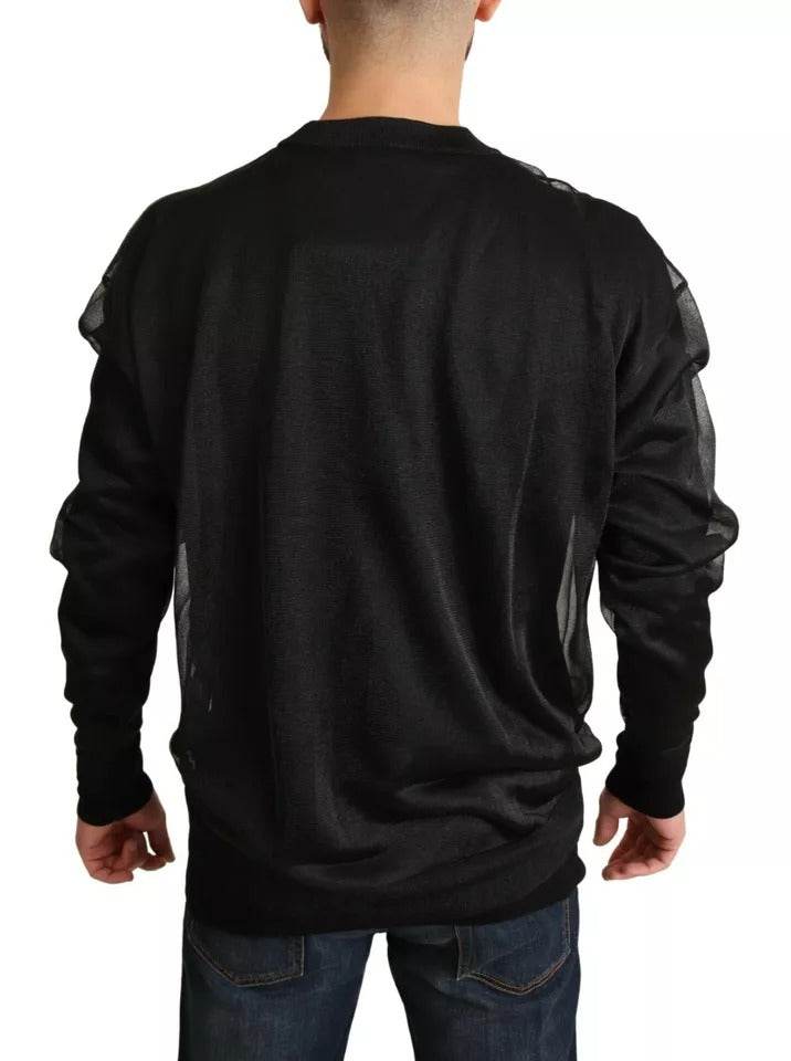Dolce & Gabbana Black Logo Crewneck Long Sleeve Pullover Sweater - Hilstor