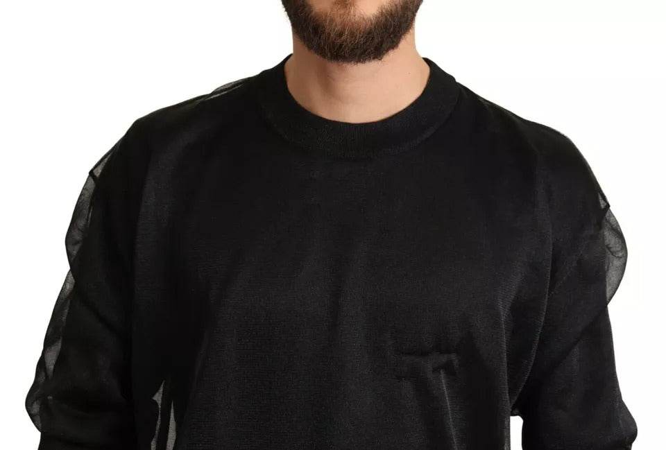 Dolce & Gabbana Black Logo Crewneck Long Sleeve Pullover Sweater - Hilstor