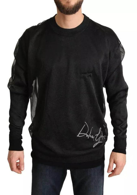 Dolce & Gabbana Black Logo Crewneck Long Sleeve Pullover Sweater - Hilstor