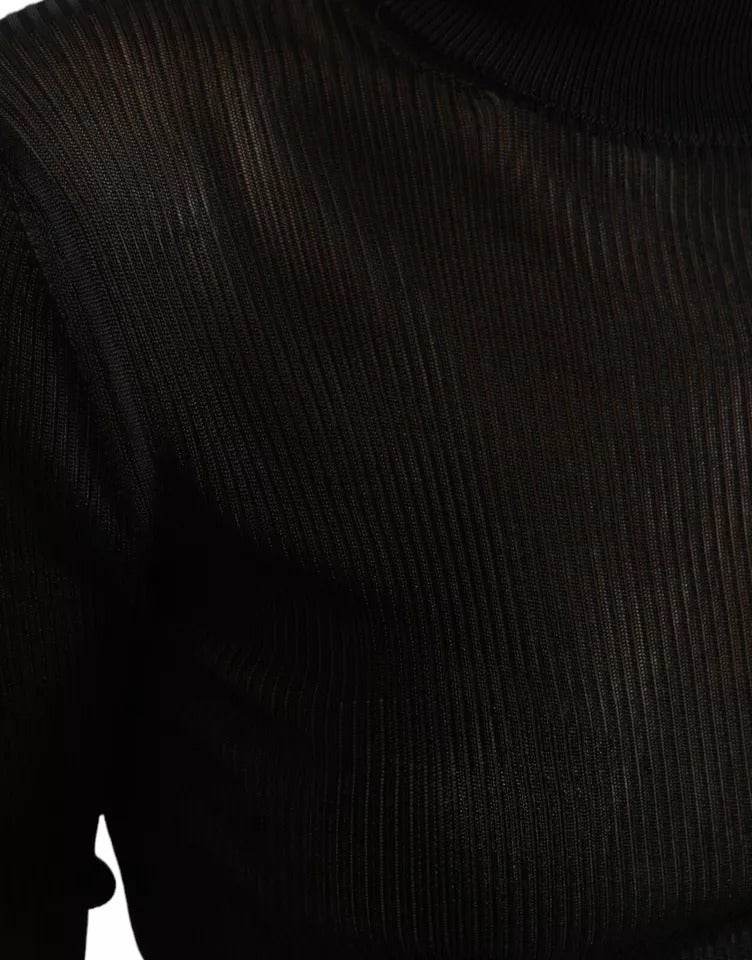 Dolce & Gabbana Black Viscose Turtle Neck Pullover Sweater - Hilstor