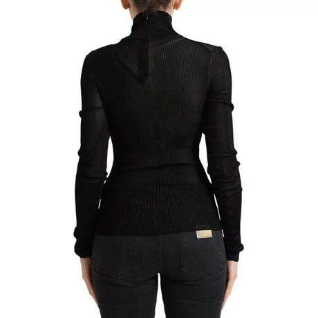 Dolce & Gabbana Black Viscose Turtle Neck Pullover Sweater - Hilstor