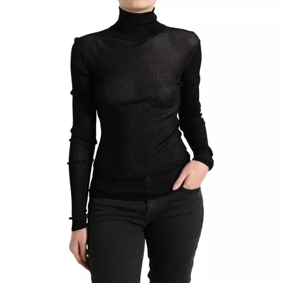 Dolce & Gabbana Black Viscose Turtle Neck Pullover Sweater - Hilstor