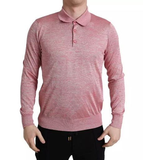 Dolce & Gabbana Pink Polyester Collared Men Pullover Sweater - Hilstor