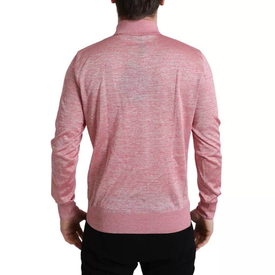 Dolce & Gabbana Pink Polyester Collared Men Pullover Sweater - Hilstor