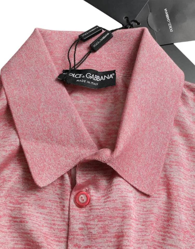 Dolce & Gabbana Pink Polyester Collared Men Pullover Sweater - Hilstor
