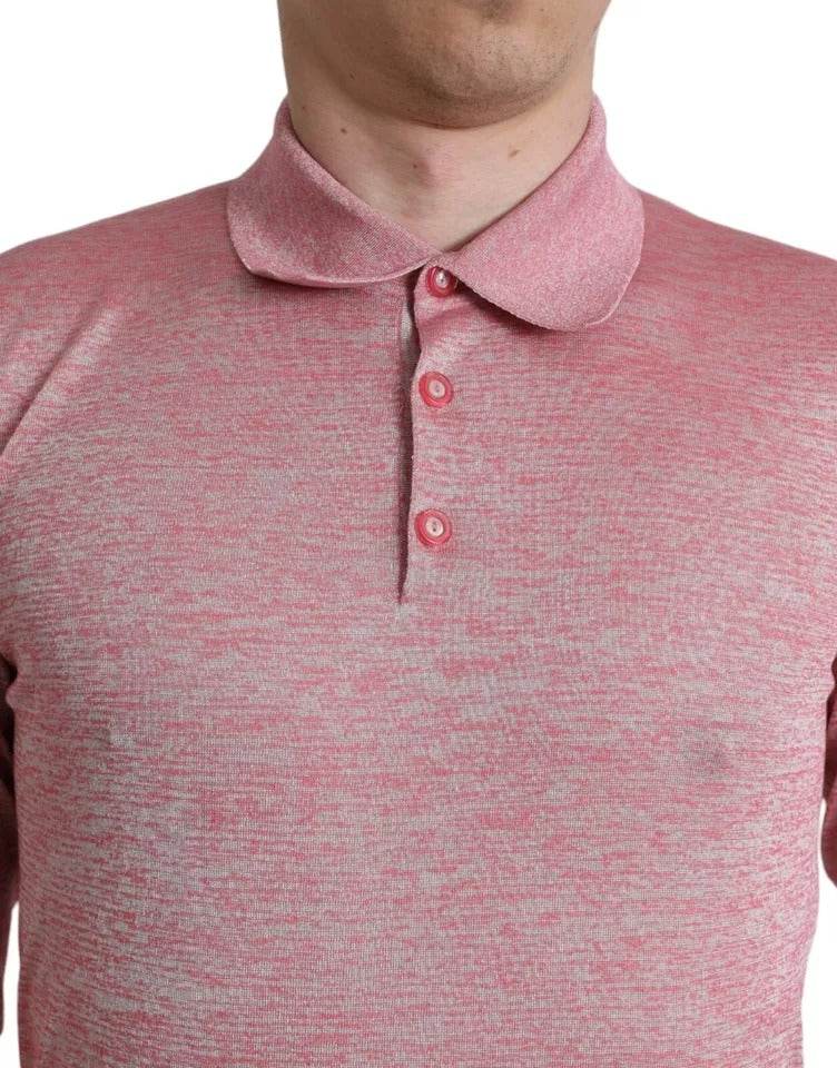 Dolce & Gabbana Pink Polyester Collared Men Pullover Sweater - Hilstor