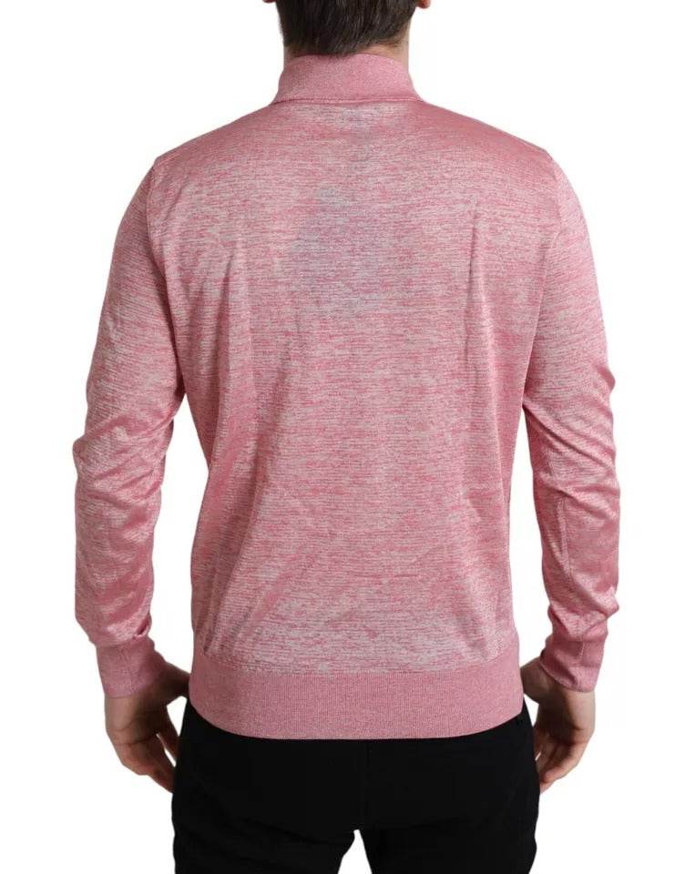 Dolce & Gabbana Pink Polyester Collared Men Pullover Sweater - Hilstor