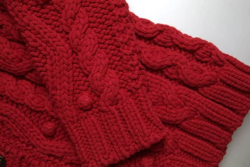 Dolce & Gabbana Red Wool Knit Button Down Cardigan Sweater - Hilstor