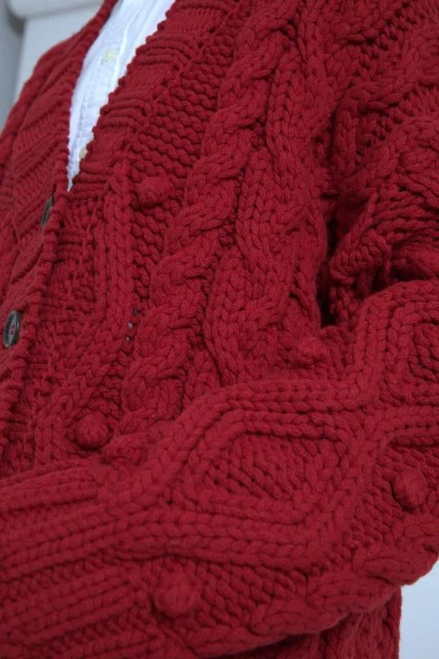Dolce & Gabbana Red Wool Knit Button Down Cardigan Sweater - Hilstor