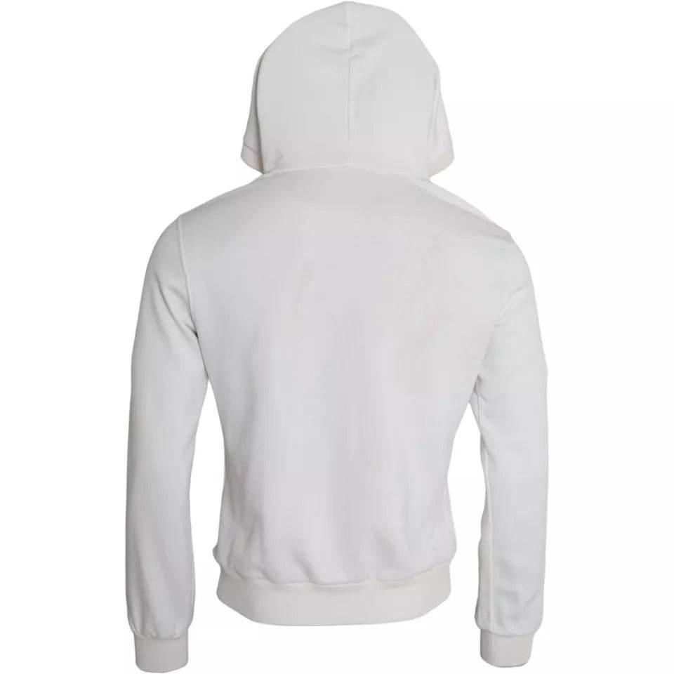 Dolce & Gabbana White Caesar Cotton Hooded Pullover Sweater - Hilstor