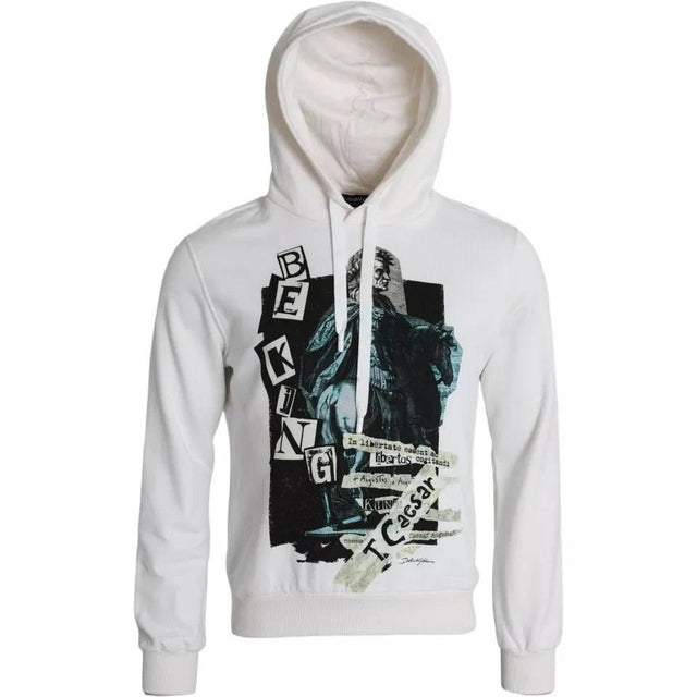 Dolce & Gabbana White Caesar Cotton Hooded Pullover Sweater - Hilstor