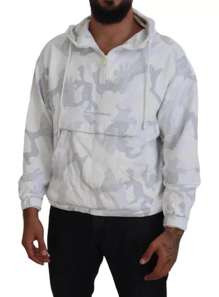 Dolce & Gabbana White Camouflage Hooded Sweatshirt Sweater - Hilstor