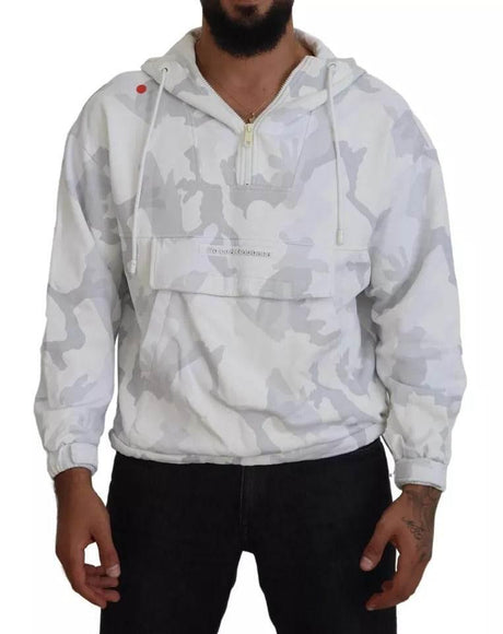 Dolce & Gabbana White Camouflage Hooded Sweatshirt Sweater - Hilstor