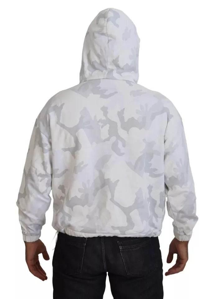 Dolce & Gabbana White Camouflage Hooded Sweatshirt Sweater - Hilstor