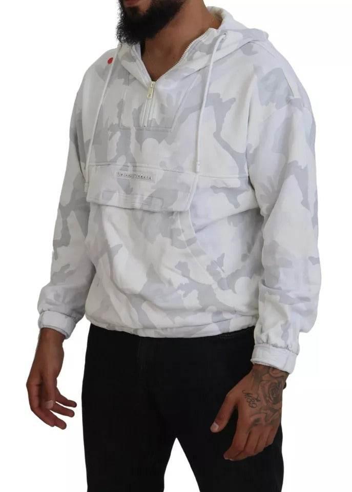 Dolce & Gabbana White Camouflage Hooded Sweatshirt Sweater - Hilstor