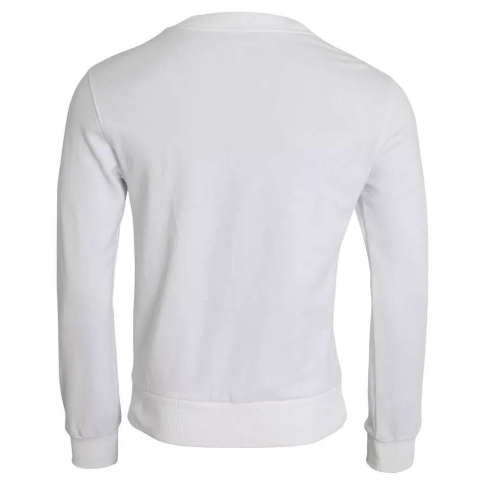 Dolce & Gabbana White Cotton Logo Pullover Sweatshirt Sweater - Hilstor