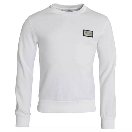 Dolce & Gabbana White Cotton Logo Pullover Sweatshirt Sweater - Hilstor