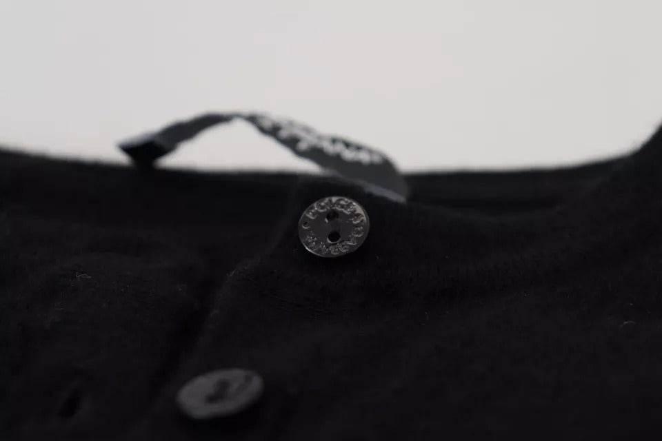 Dolce & Gabbana Black Button Down Slim Cardigan Wool Sweater - Hilstor