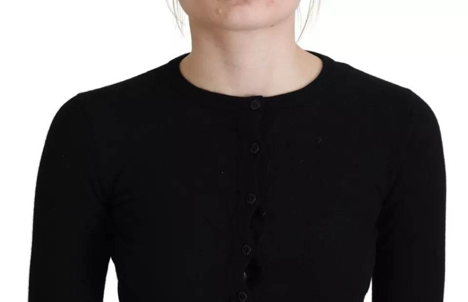 Dolce & Gabbana Black Button Down Slim Cardigan Wool Sweater - Hilstor