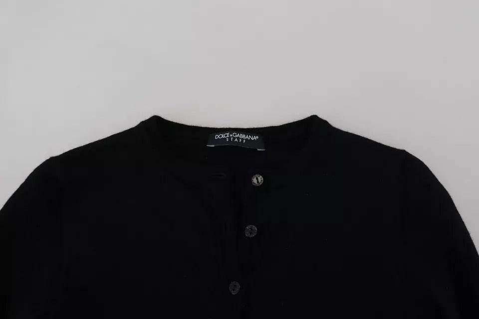 Dolce & Gabbana Black Button Down Slim Cardigan Wool Sweater - Hilstor