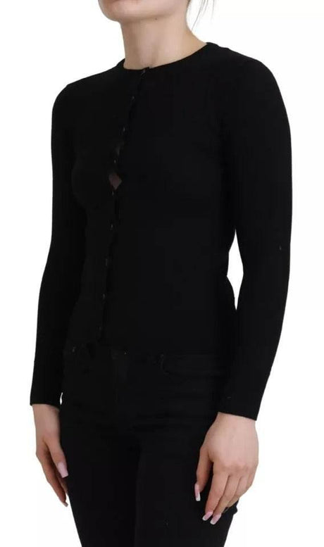 Dolce & Gabbana Black Button Down Slim Cardigan Wool Sweater - Hilstor