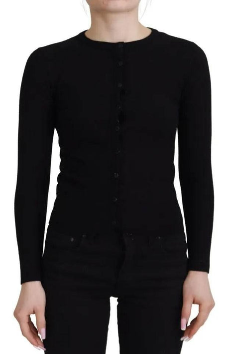 Dolce & Gabbana Black Button Down Slim Cardigan Wool Sweater - Hilstor