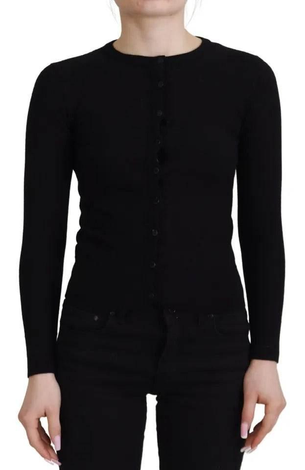 Dolce & Gabbana Black Button Down Slim Cardigan Wool Sweater - Hilstor