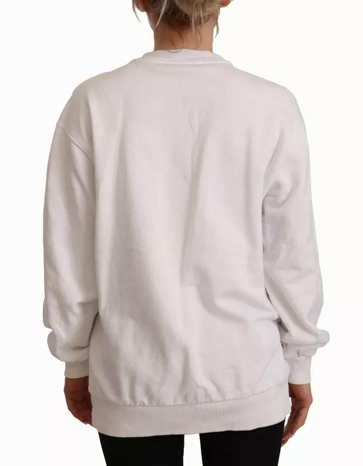 Dolce & Gabbana White Logo Embossed Cotton Sweatshirt Sweater - Hilstor