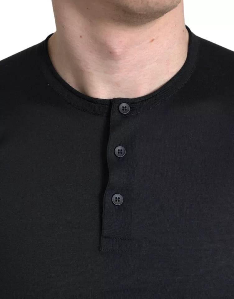 Dolce & Gabbana Black Buttoned Roundneck Short Sleeve T-shirt - Hilstor
