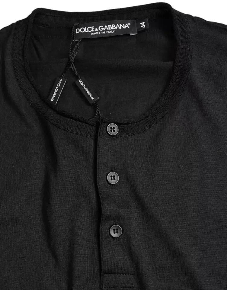 Dolce & Gabbana Black Buttoned Roundneck Short Sleeve T-shirt - Hilstor