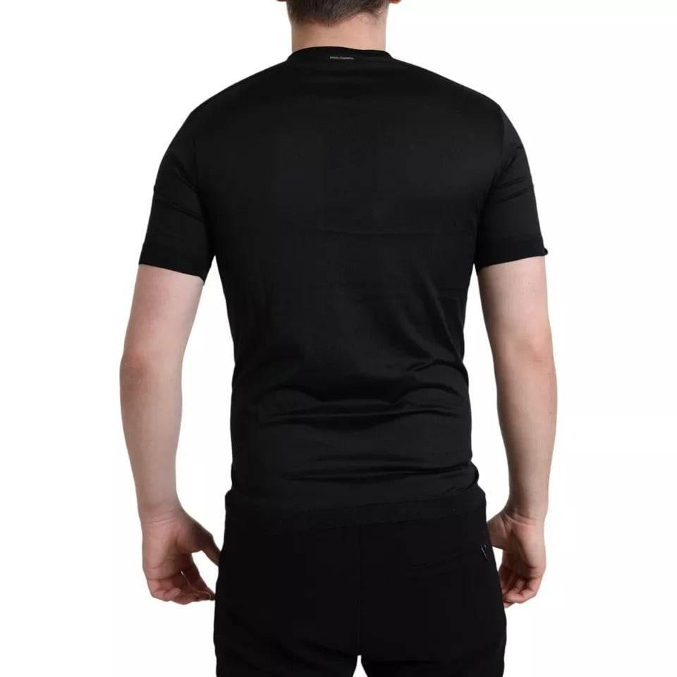 Dolce & Gabbana Black Buttoned Roundneck Short Sleeve T-shirt - Hilstor