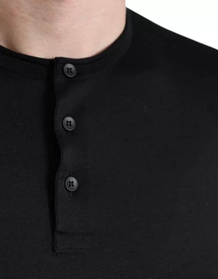 Dolce & Gabbana Black Buttoned Roundneck Short Sleeve T-shirt - Hilstor