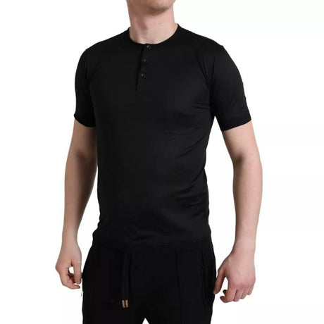 Dolce & Gabbana Black Buttoned Roundneck Short Sleeve T-shirt - Hilstor