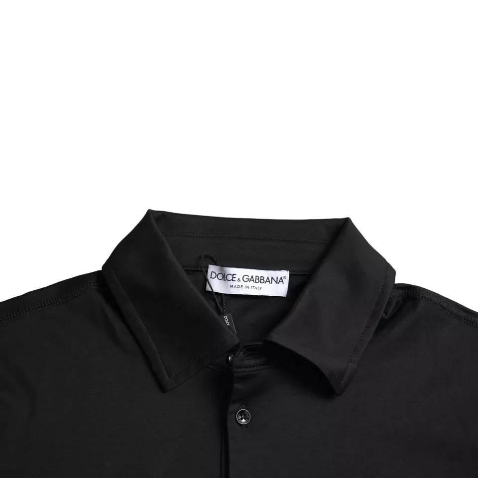 Dolce & Gabbana Black Logo Cotton Collared Polo Top T-shirt - Hilstor