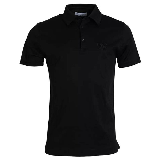 Dolce & Gabbana Black Logo Cotton Collared Polo Top T-shirt - Hilstor
