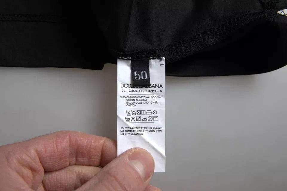 Dolce & Gabbana Black Logo Cotton Collared Polo Top T-shirt - Hilstor